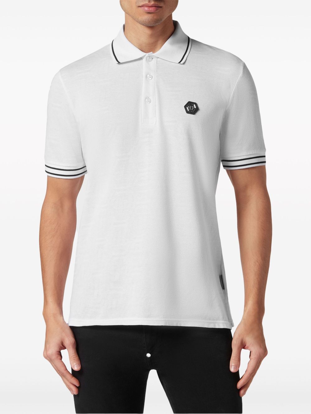 Cheap Philipp Plein logo-applique cotton polo shirt Men