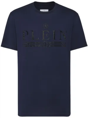 Saint Laurent Reverse logo-print Cotton T-shirt | Blue | FARFETCH