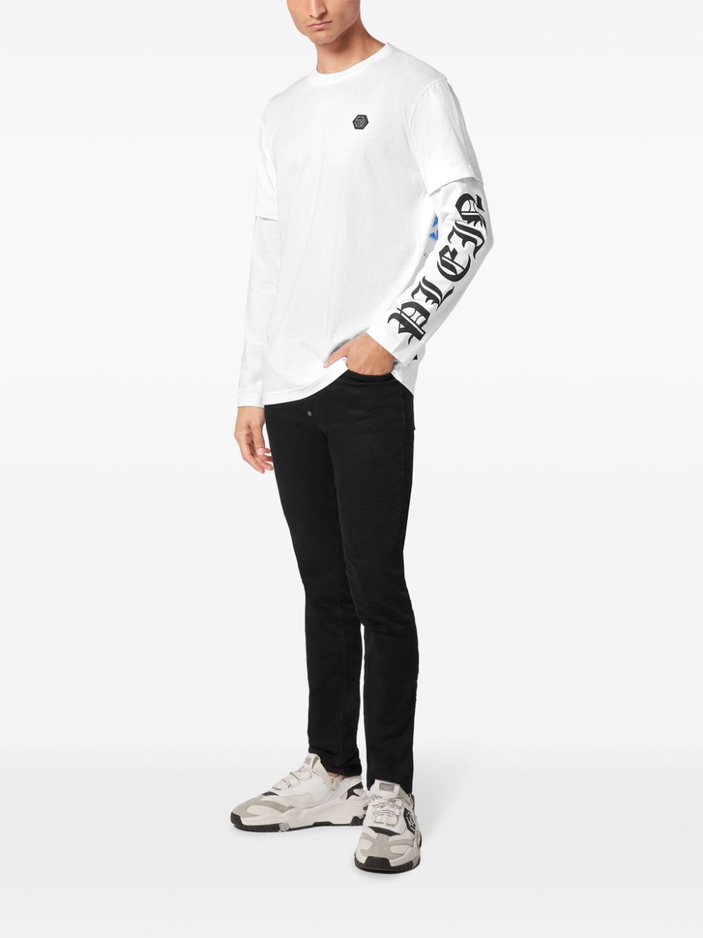 Shop Philipp Plein Ls Gothic T-shirt In White