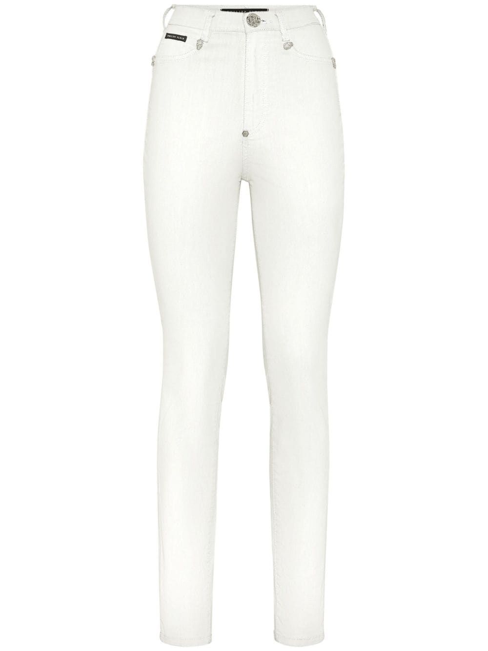 Philipp Plein Logo-appliqué High-waisted Skinny Jeans In White