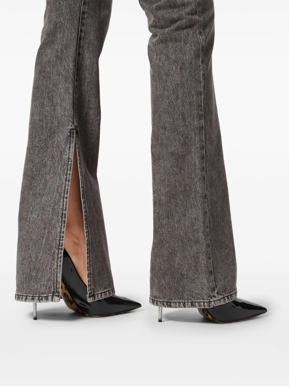 Shop Philipp Plein High-waisted Flared Jeans In Grey