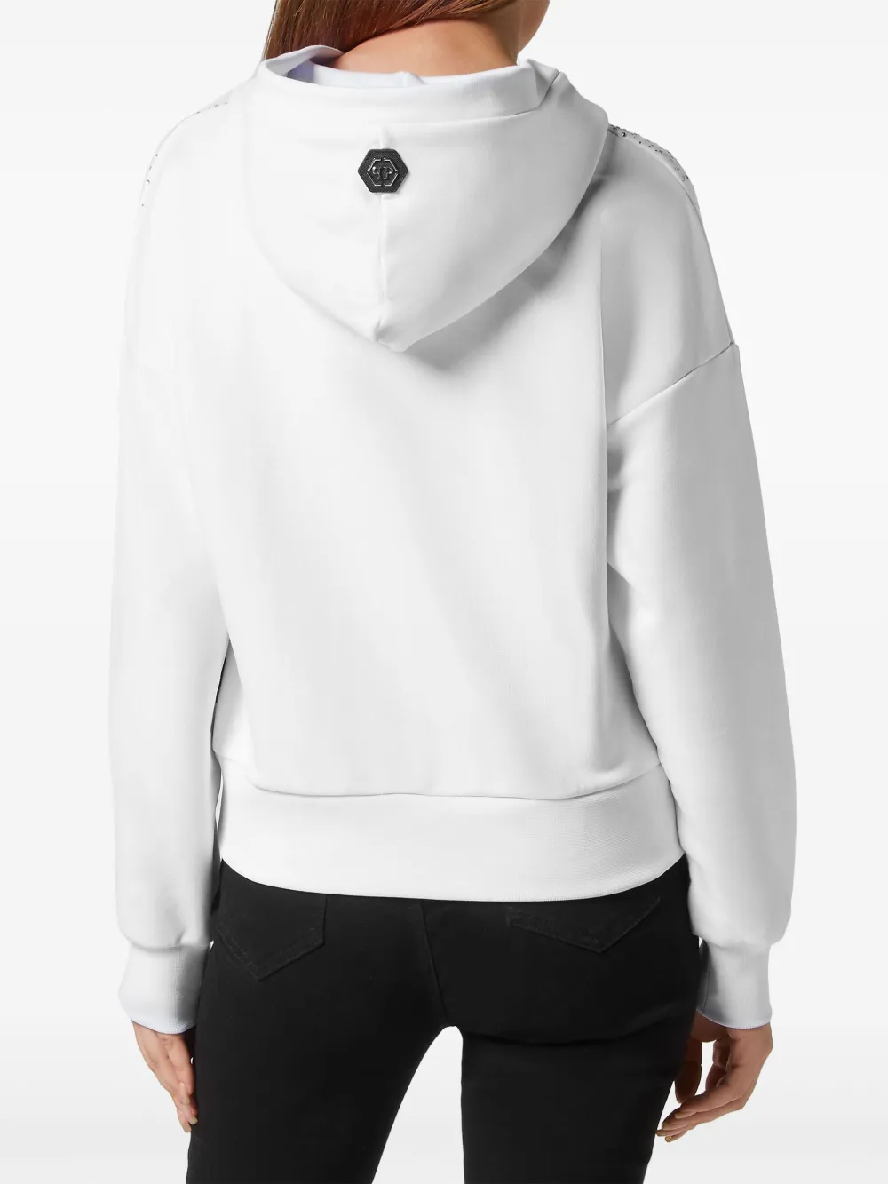 Philipp Plein Gothic Plein hoodie verfraaid met stras Wit