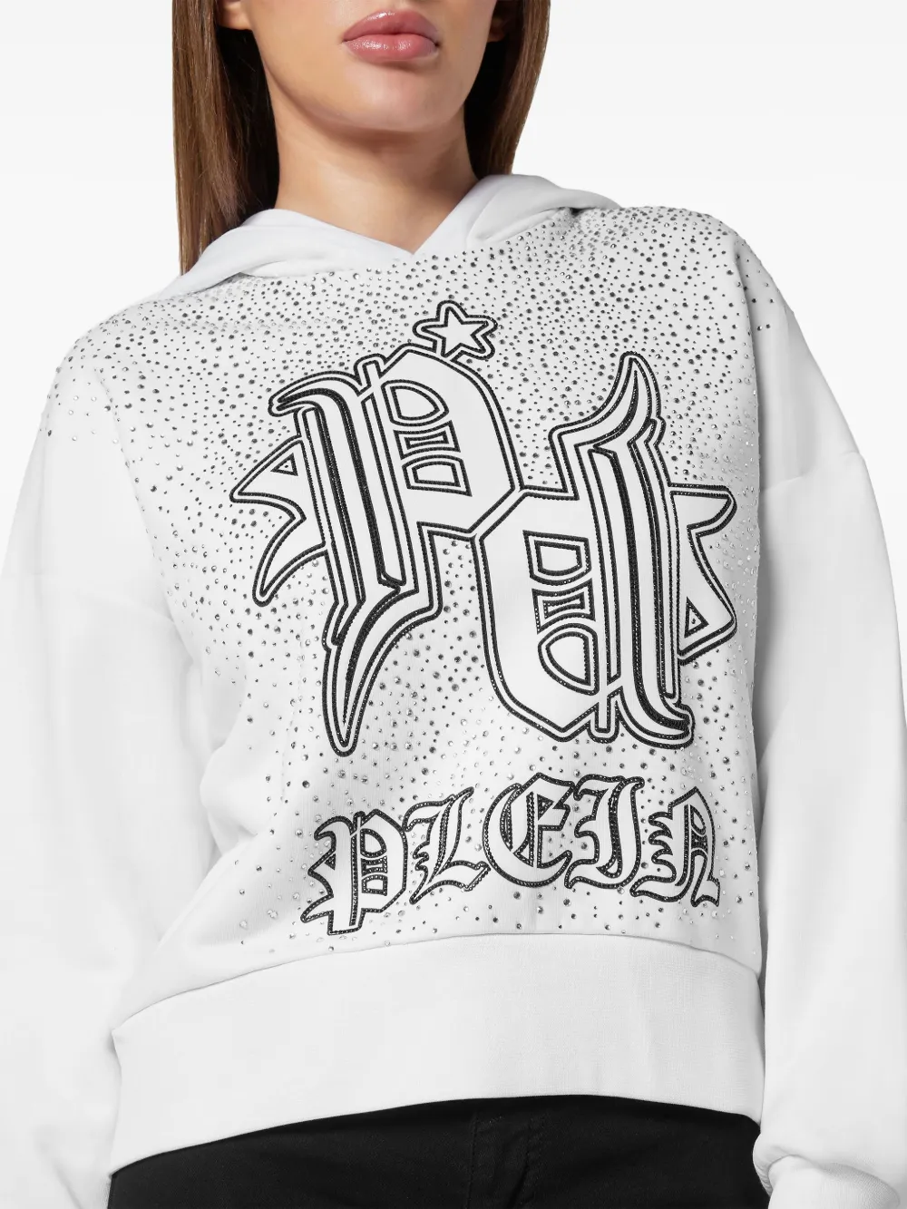 Philipp Plein Gothic Plein hoodie verfraaid met stras - Wit