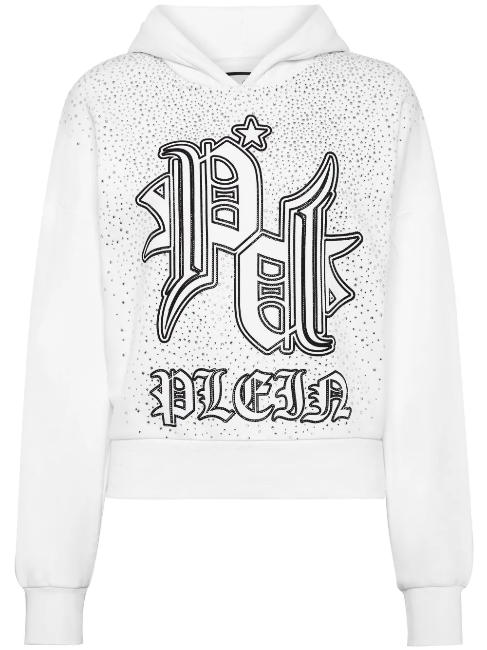 Philipp Plein Gothic Plein hoodie verfraaid met stras Wit
