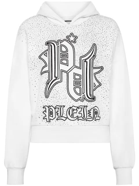 Philipp Plein هودي 'غوثيك بلاين' مزين بحجر الراين