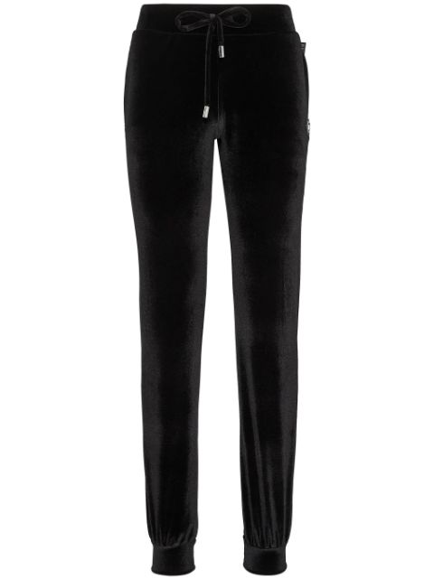 Philipp Plein logo-embellished velvet track pants Women