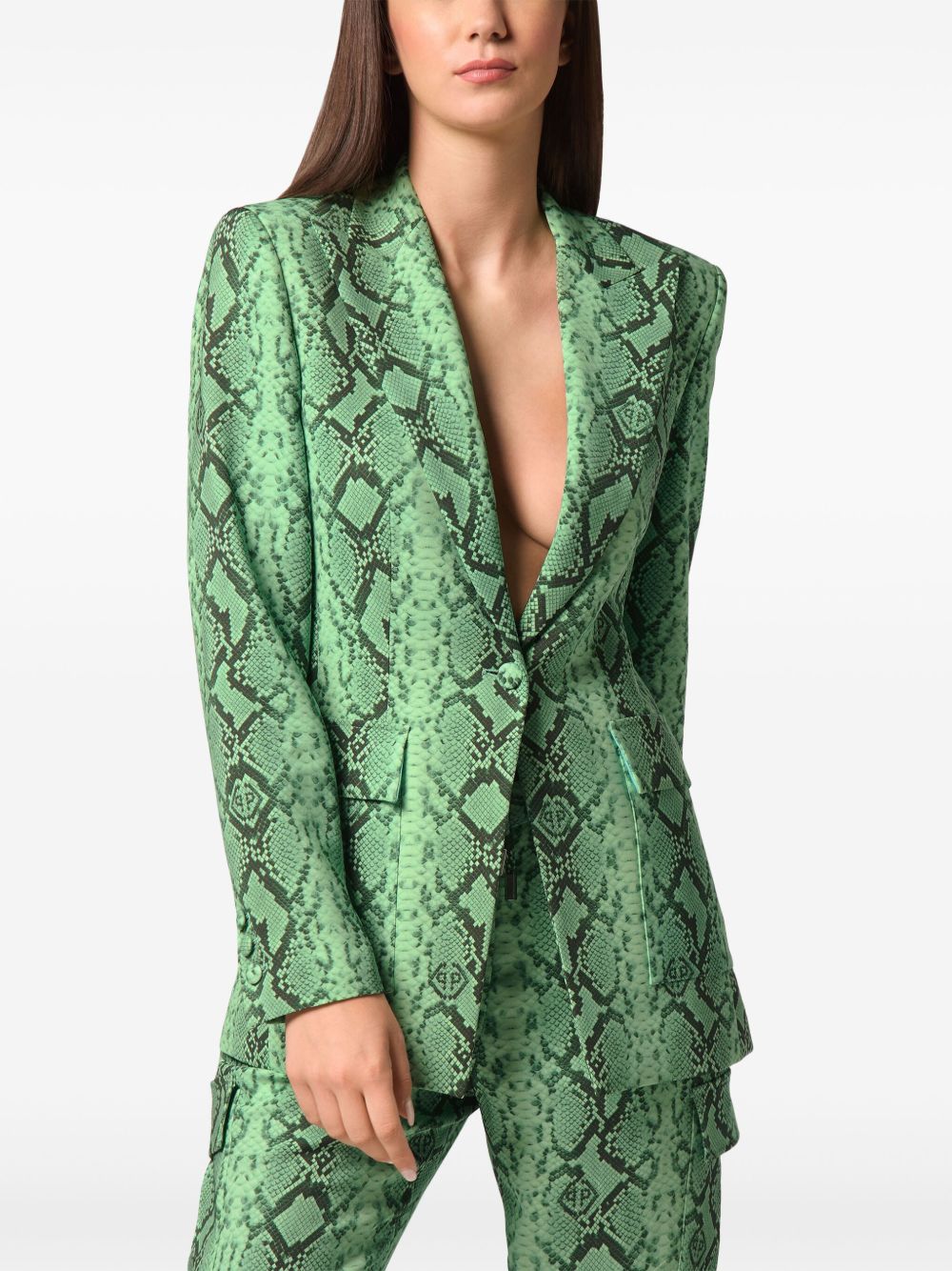 Philipp Plein python-print satin blazer Women