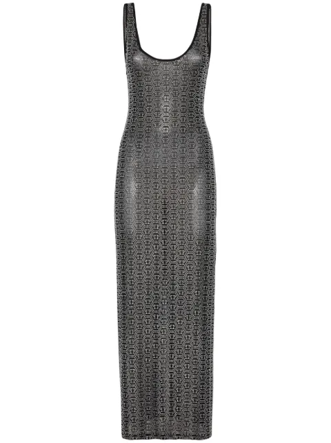 Philipp Plein crystal-monogram maxi dress FADCWRG3079PTE003N - 0