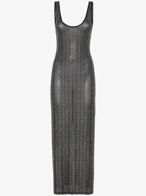 Philipp Plein crystal-monogram maxi dress