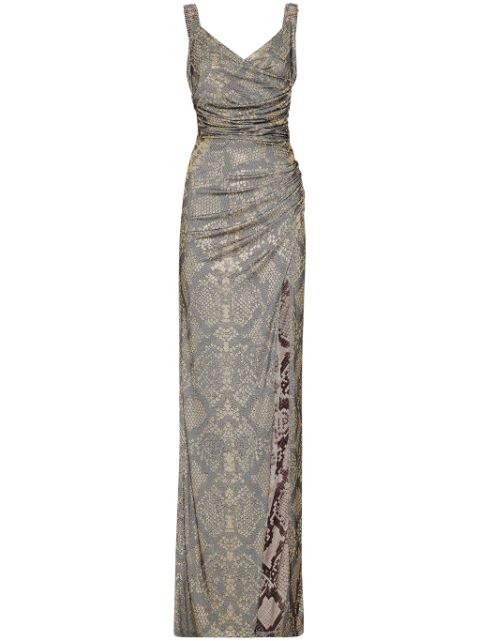 Philipp Plein snake-print rhinestone-embellished maxi dress Women