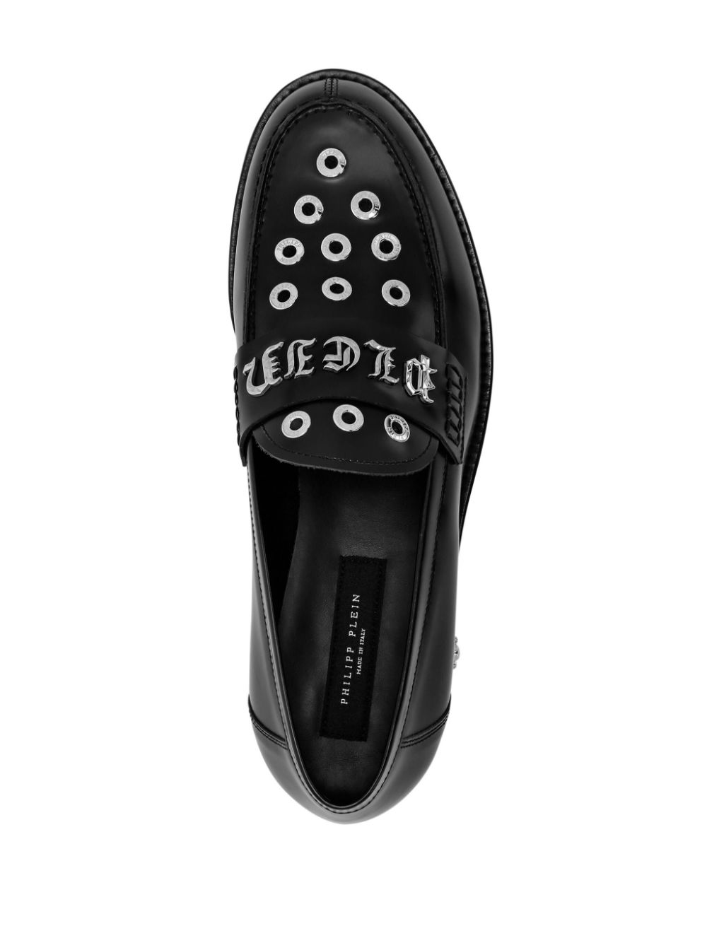 Shop Philipp Plein Eyelet-detail Leather Loafers In Black