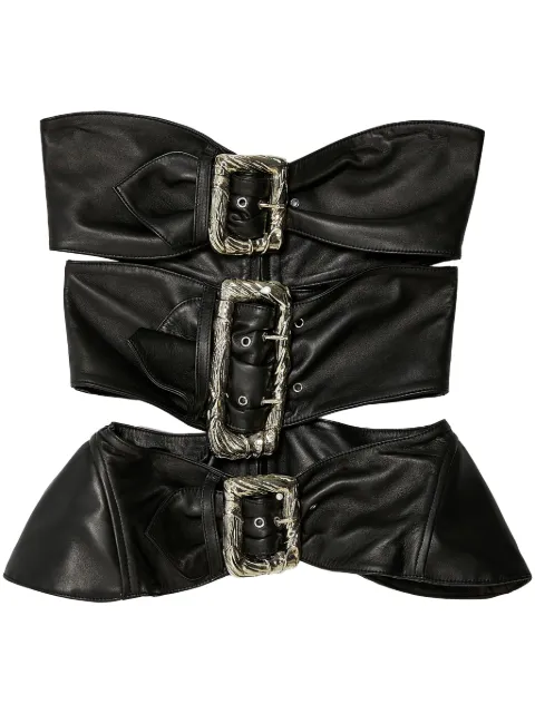 Jean Paul Gaultier cut-out leather strapless top