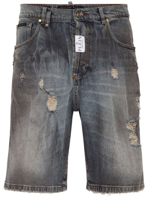 Philipp Plein distressed-effect denim shorts Men