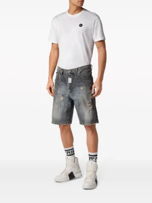 PHILIPP PLEIN ハーフデニム ジーンズ 短パン ダメージ加工 W38