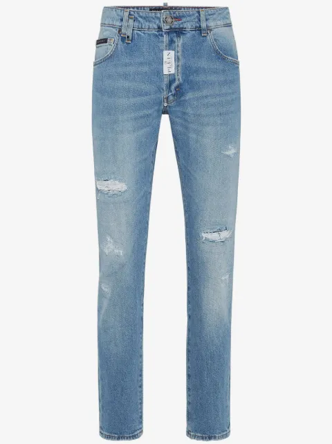 Philipp Plein skinny jeans con efecto envejecido