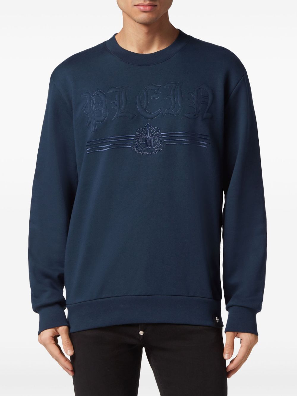 Shop Philipp Plein Gothic Plein Cotton Sweatshirt In Blue