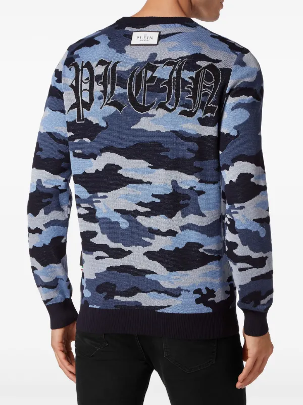 Philipp Plein camouflage-pattern Merino Jumper Blue FARFETCH JO