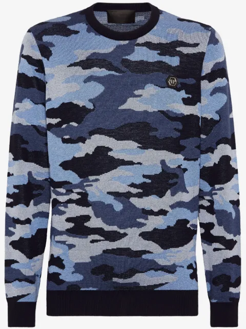 Philipp Plein camouflage-pattern merino jumper