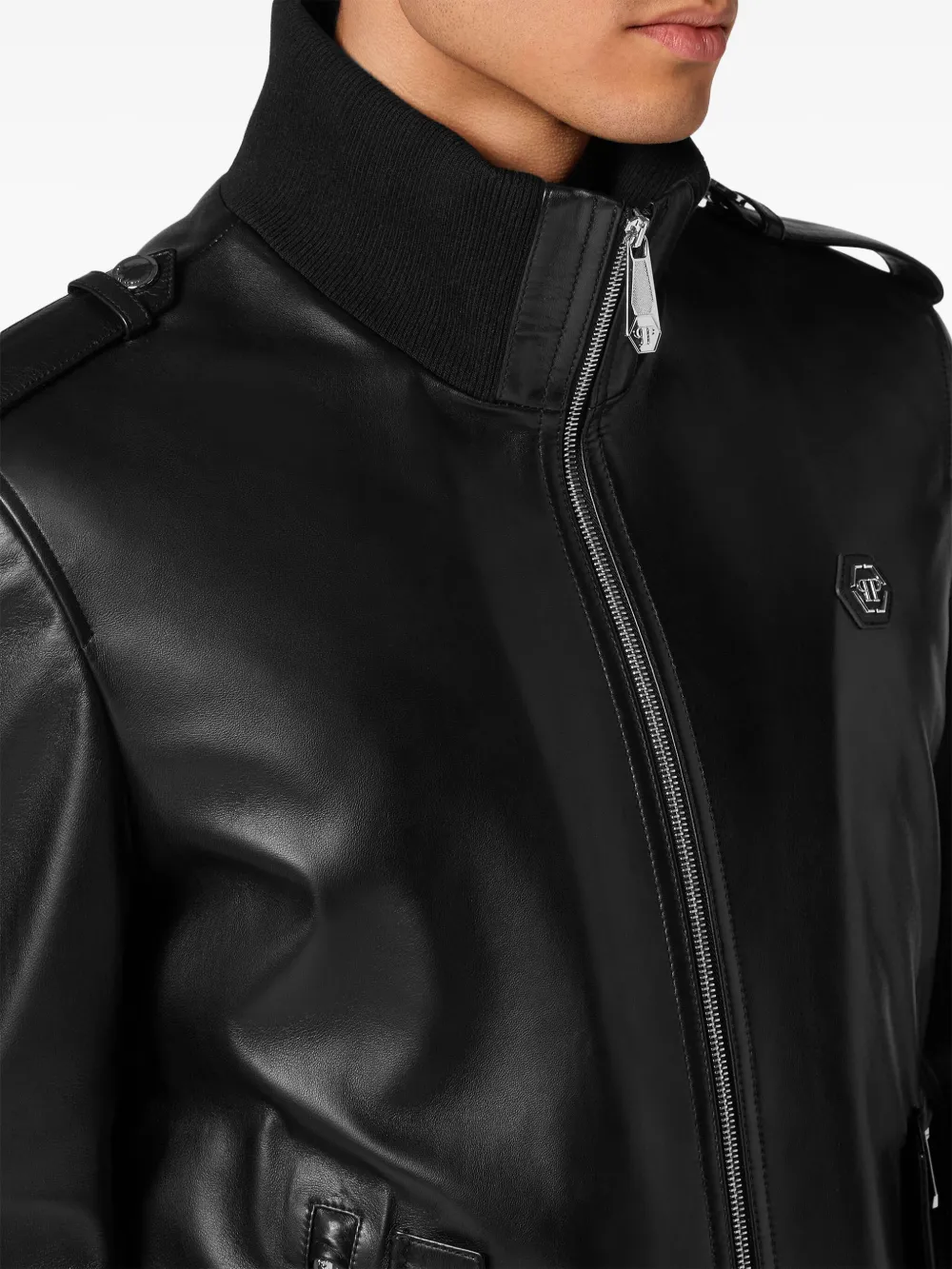 Philipp Plein Bomberjack met logopatch Zwart