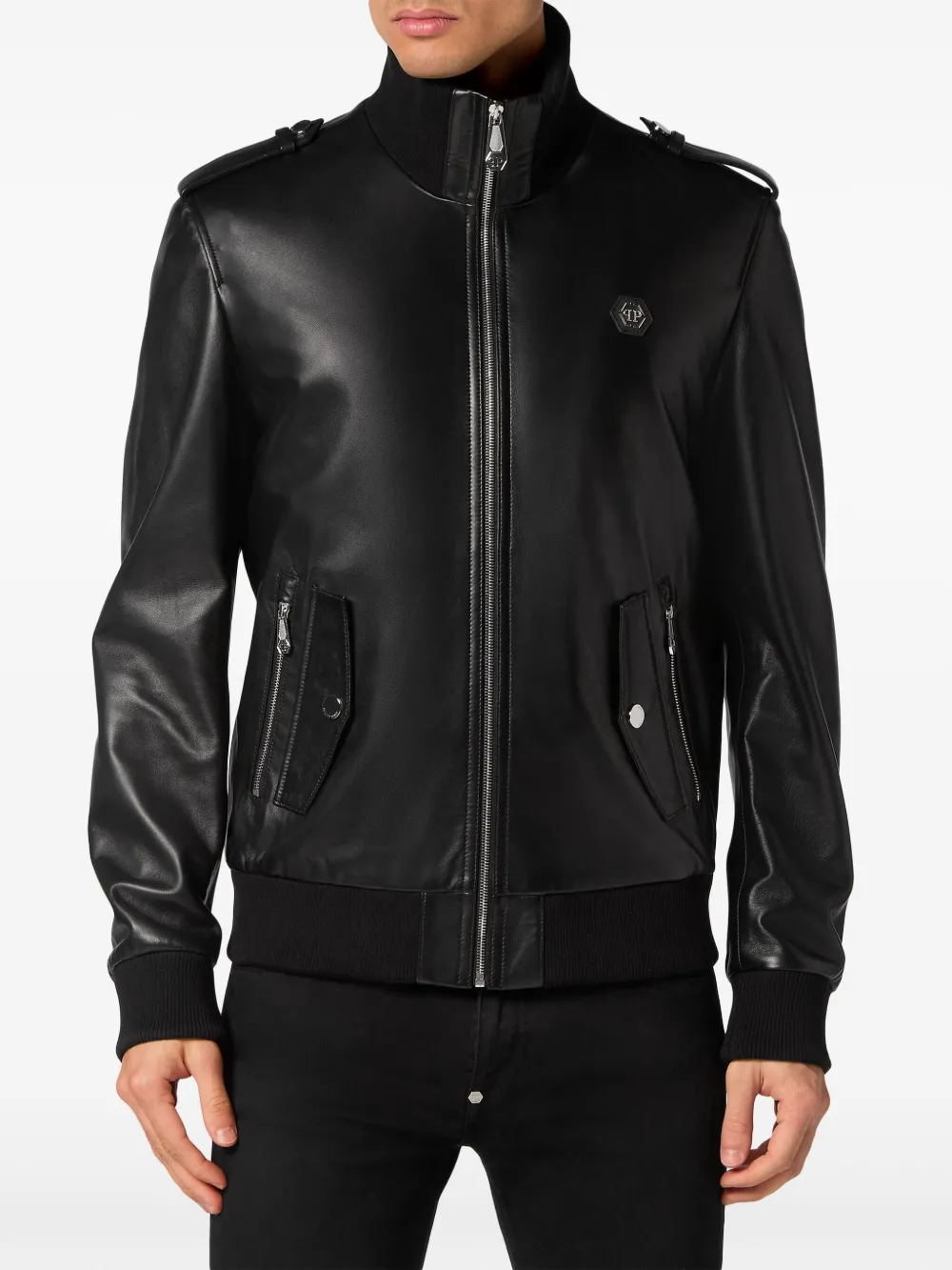 Philipp Plein Bomberjack met logopatch Zwart