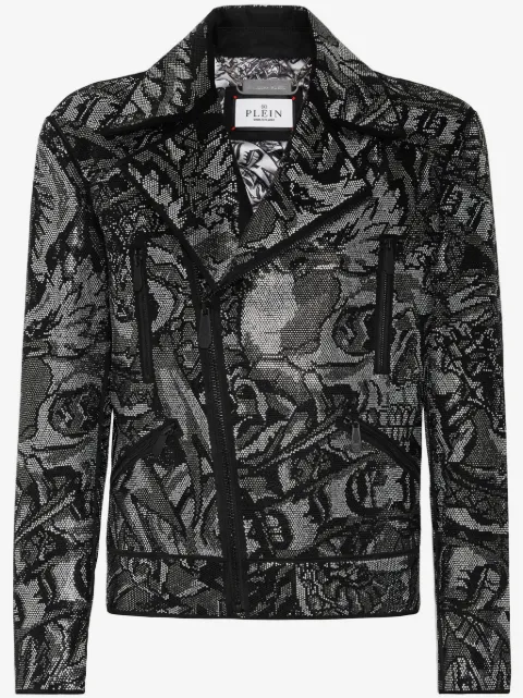 Philipp Plein chamarra biker con estampado de tatuaje