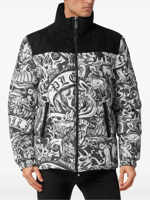 Philipp Plein プリント パデッドジャケット | ブラック