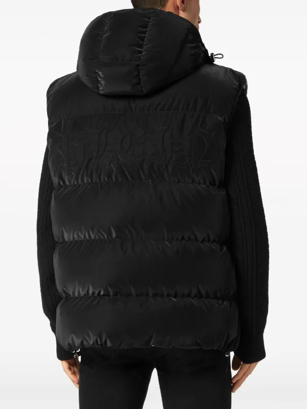 Philipp Plein logo-appliqué Hooded Puffer Gilet | Black | FARFETCH