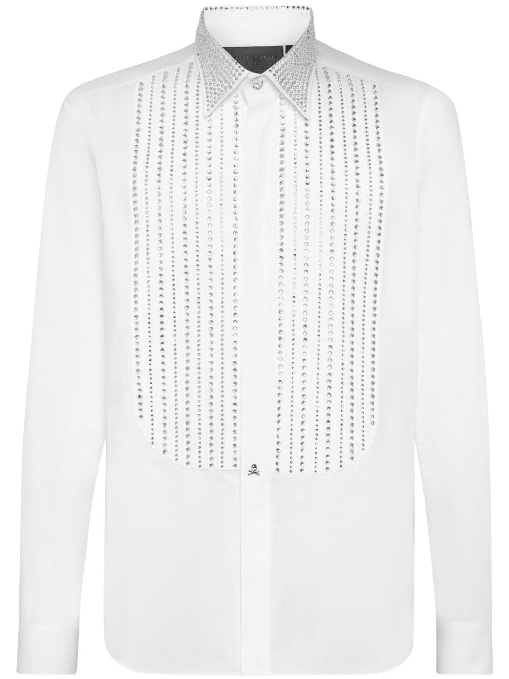 Philipp Plein Crystal-embellished Long-sleeve Shirt In White