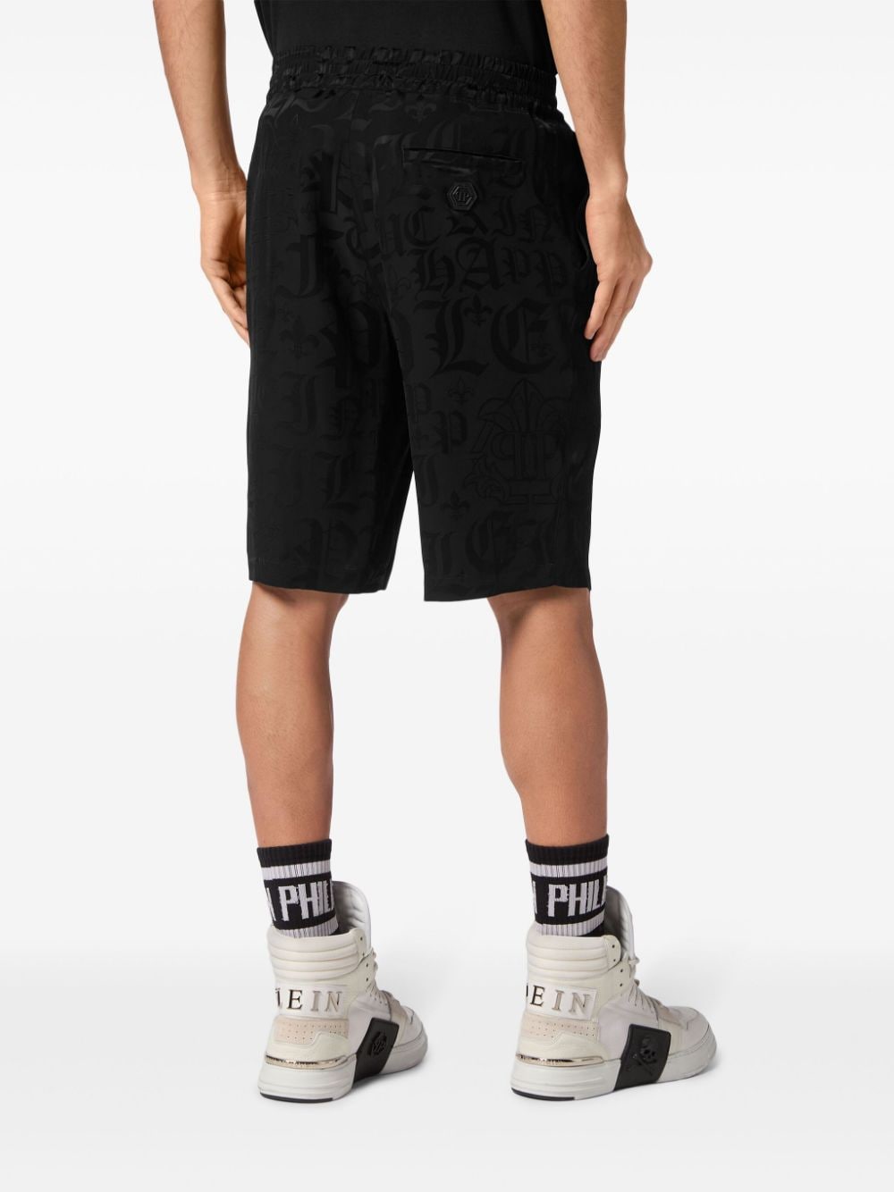 Shop Philipp Plein Monogram-jacquard Bermuda Shorts In Black