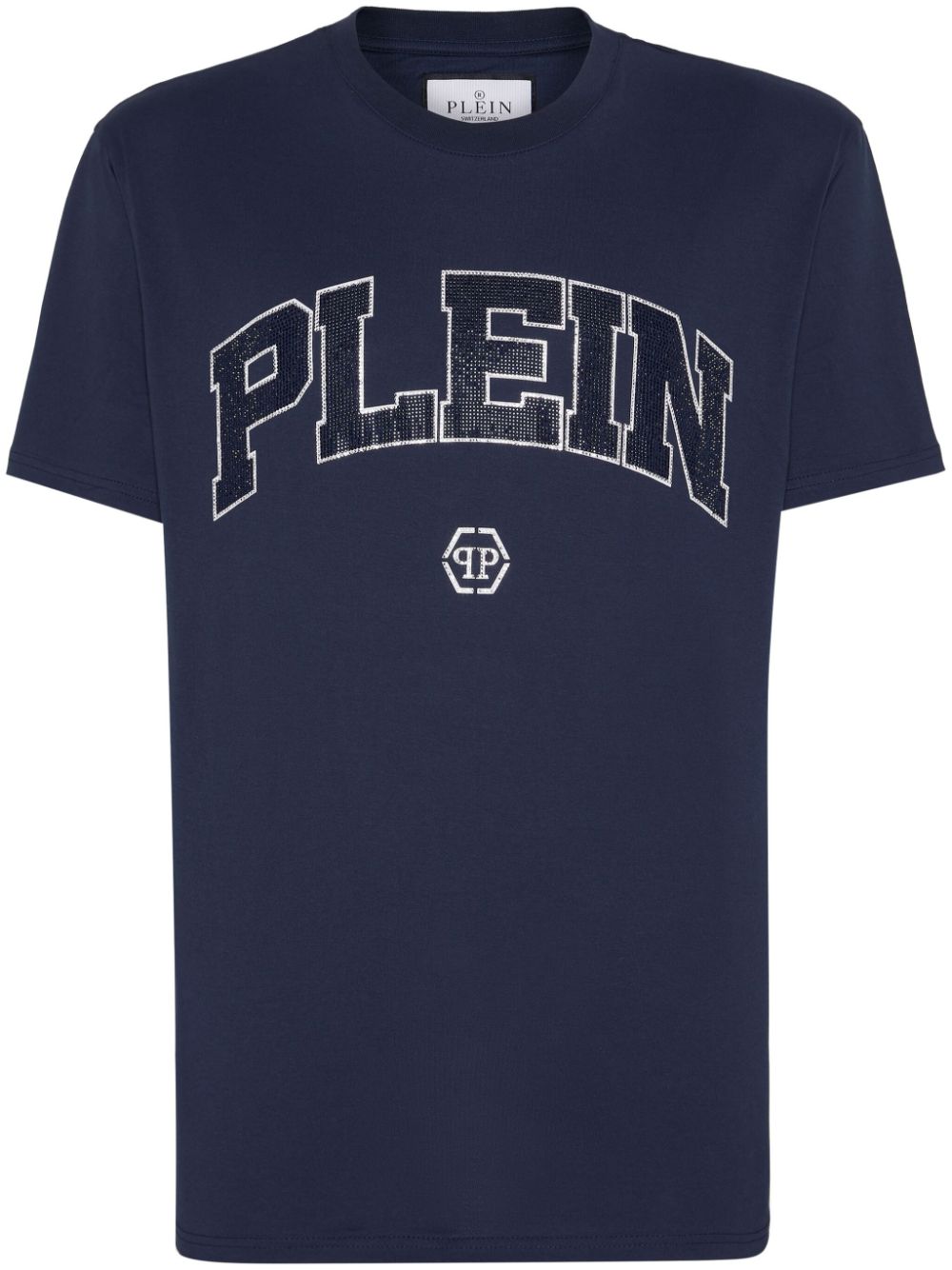 Philipp Plein Ss Stones Cotton T-shirt In Blue