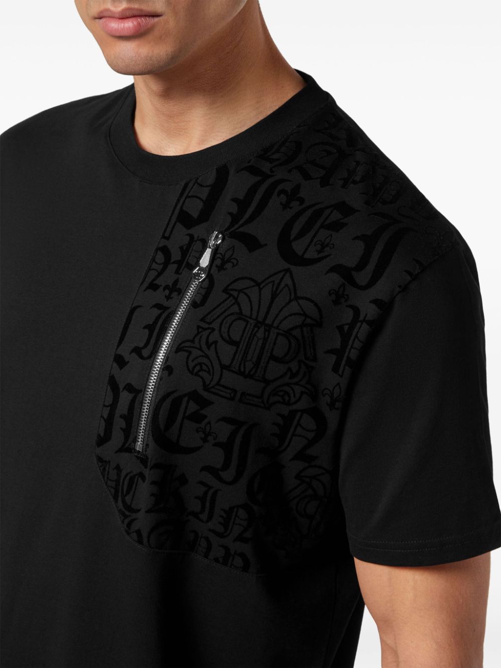 Philipp Plein logo-panel zip-detail T-shirt Men