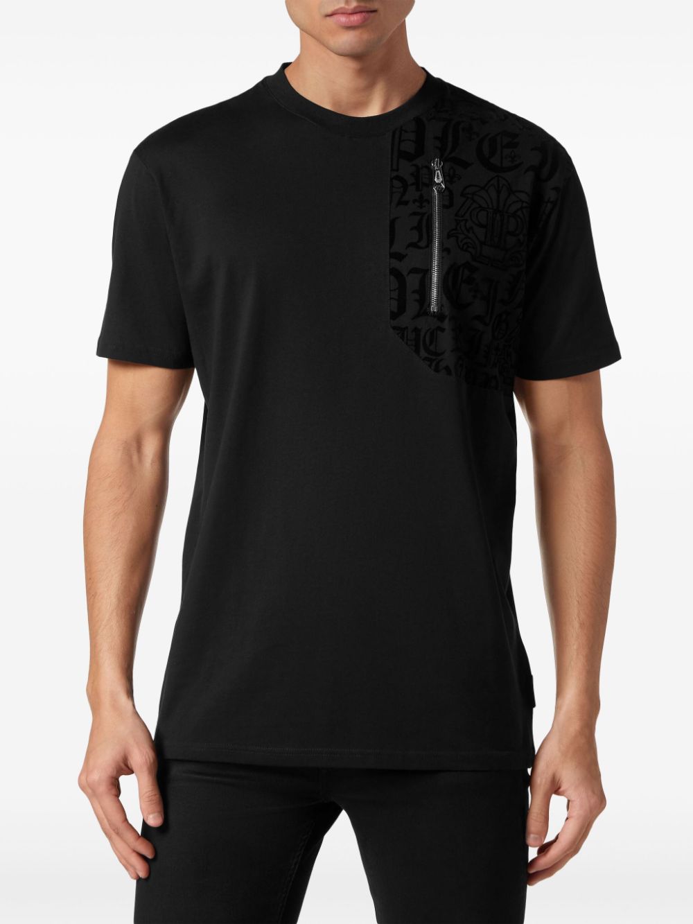 Philipp Plein logo-panel zip-detail T-shirt Men