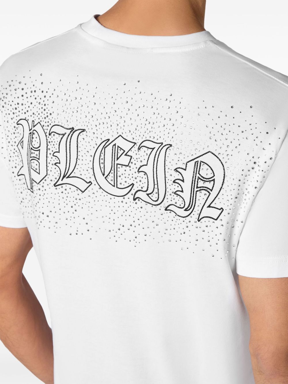 Shop Philipp Plein Crystal-embellished Cotton T-shirt In White