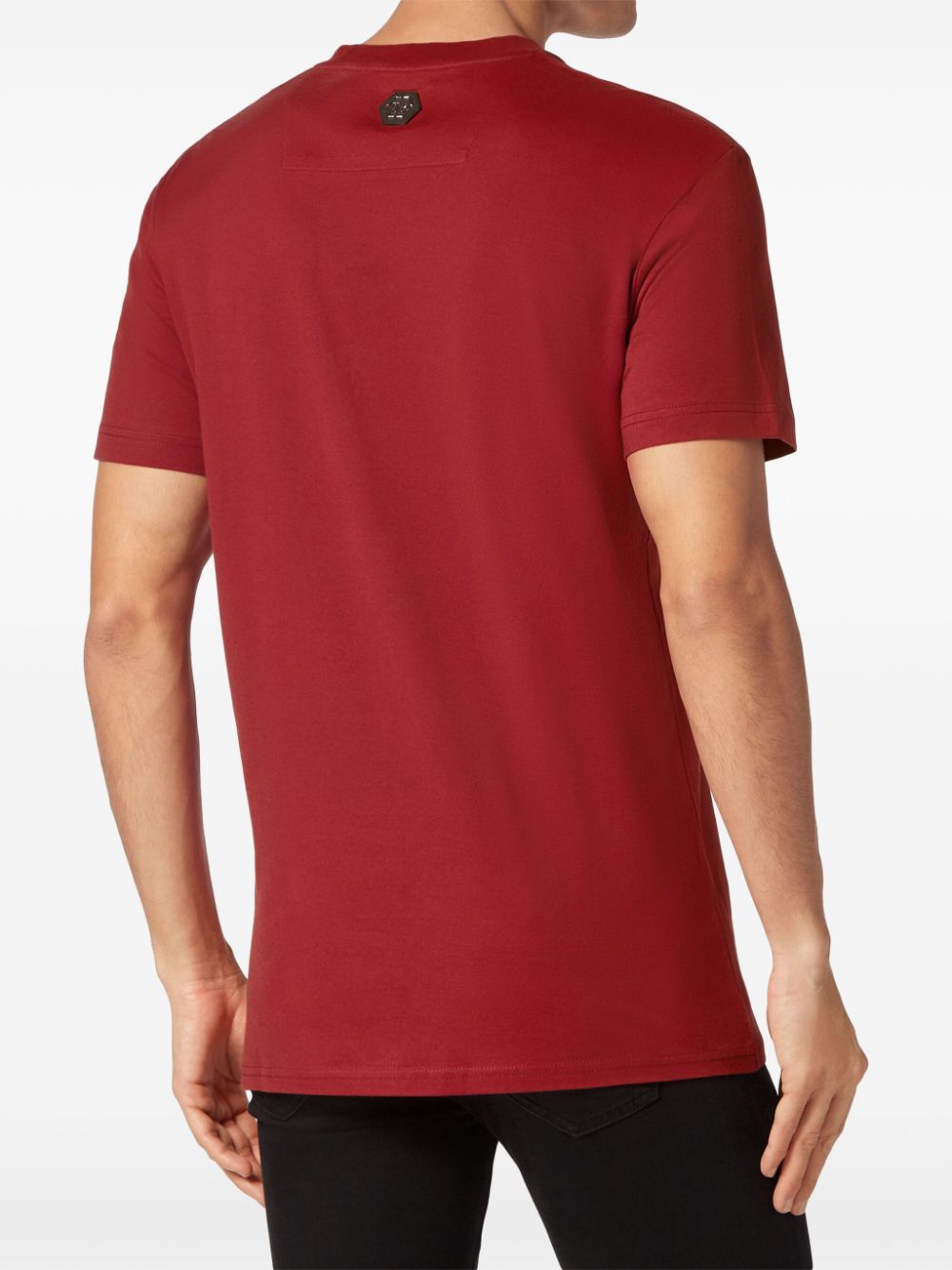 Philipp Plein Katoenen T-shirt met geborduurde doodskop Rood