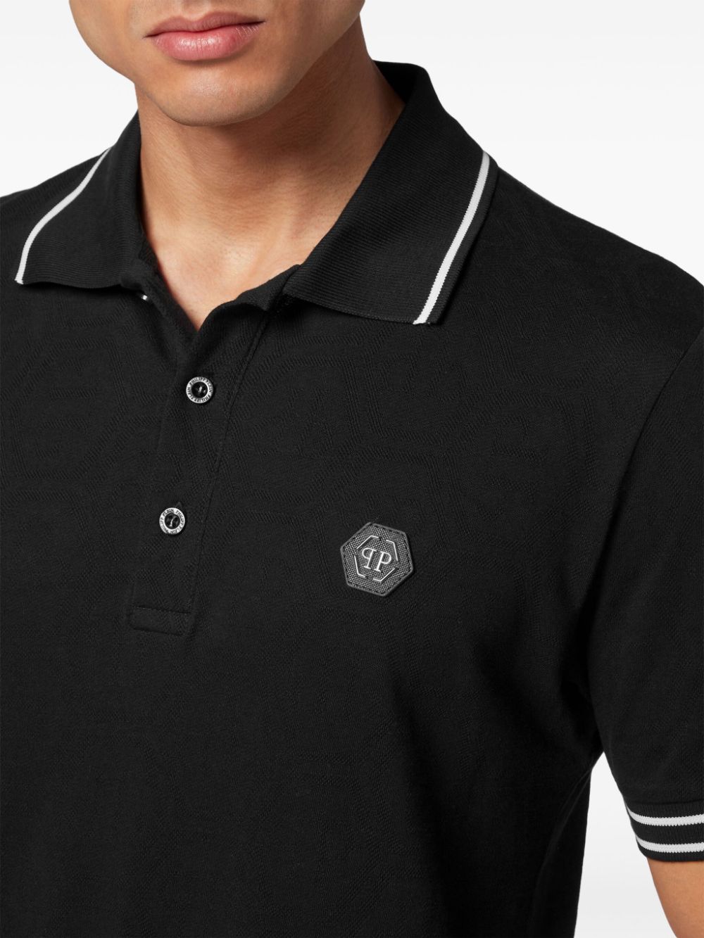 Cheap Philipp Plein logo-applique cotton polo shirt Men