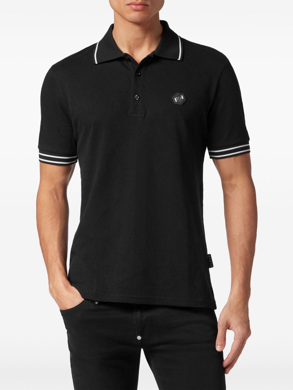 Cheap Philipp Plein logo-applique cotton polo shirt Men