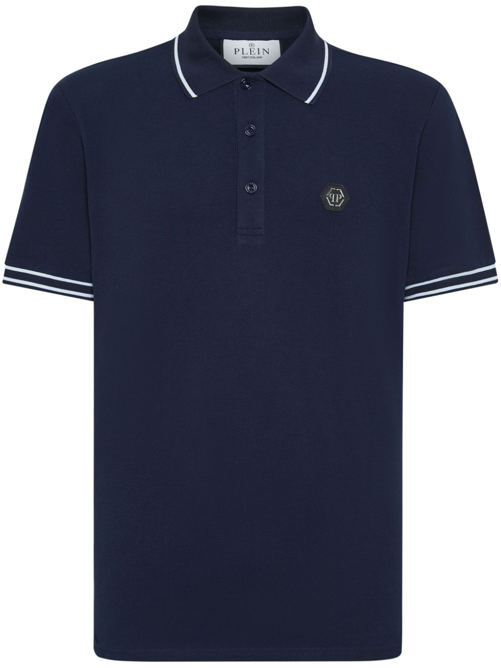 Philipp Plein Logo-appliqué Cotton Polo Shirt In Blue