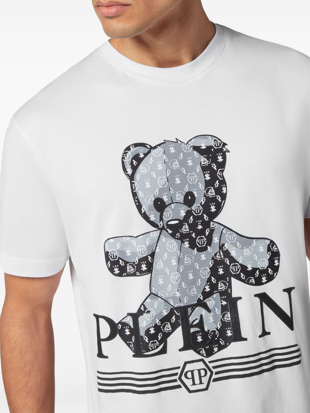 Philipp Plein Teddy Bear katoenen T-shirt Wit