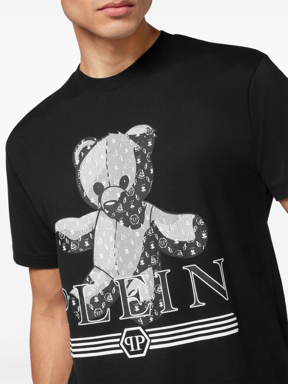 Shop Philipp Plein Teddy Bear Cotton T-shirt In Black