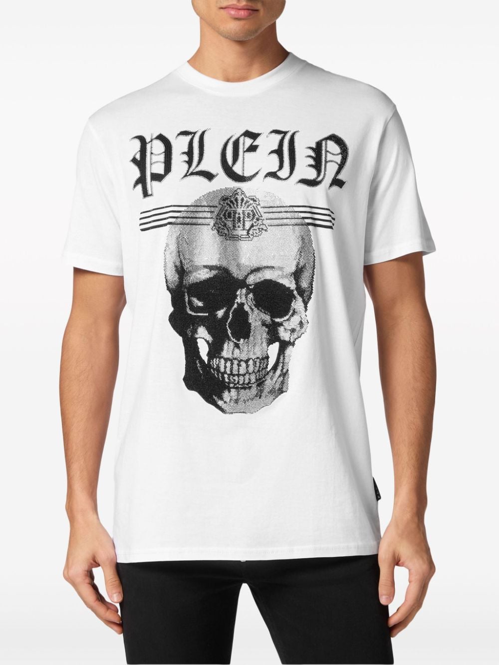 Shop Philipp Plein Skull Crystal-embellished T-shirt In White