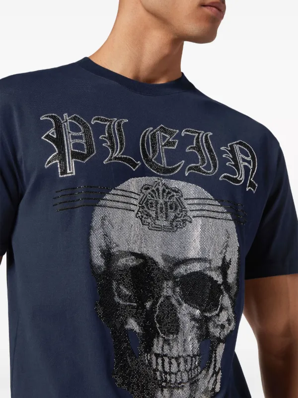 Philipp Plein スカル ロゴプリント Tシャツ | ブルー | FARFETCH JP