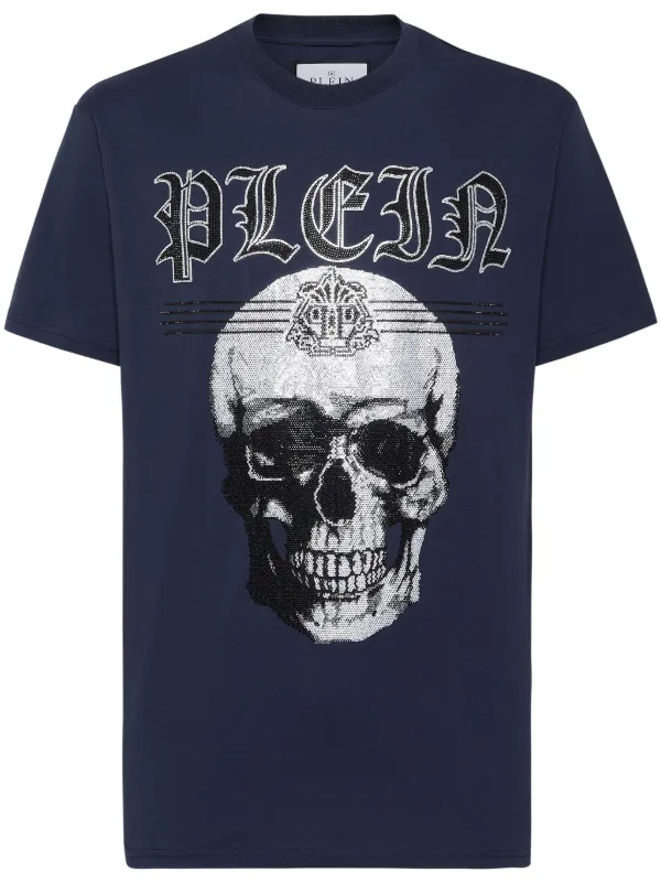 Philipp Plein スカル ロゴプリント Tシャツ | ブルー | FARFETCH JP