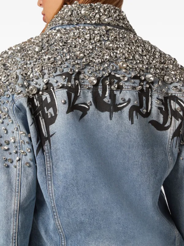 Philipp Plein crystal-embellished Denim Jacket | Blue | FARFETCH