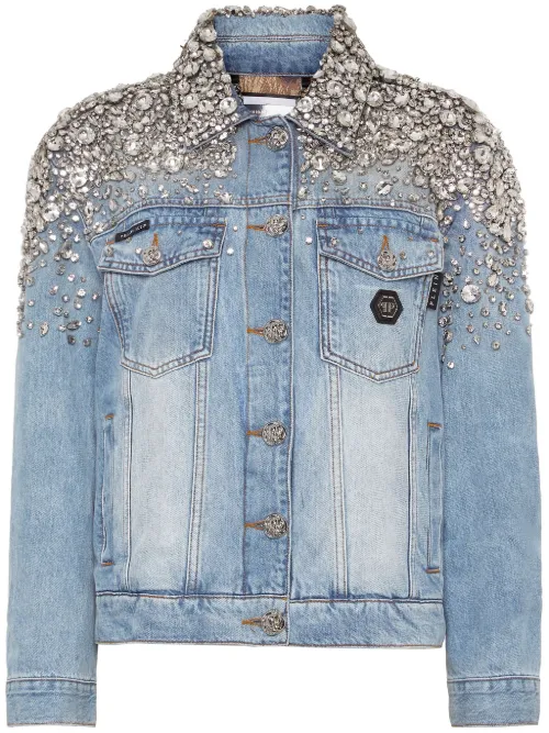 Veste en jean à ornements en cristal - Philipp Plein - Modalova
