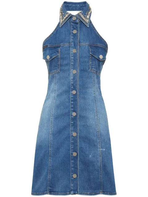 Philipp Plein crystal-embellished denim minidress FADCWDG0137PDE004N - 0