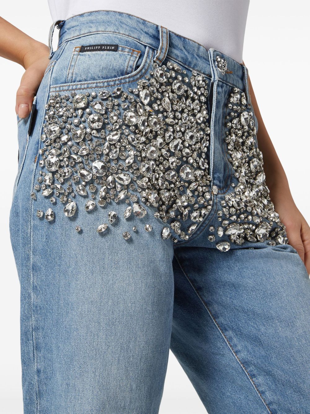 Philipp Plein crystal-embellished tapered jeans Women