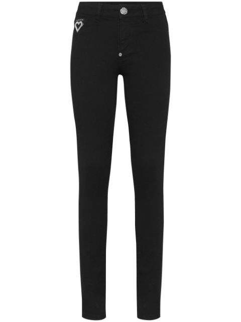 Philipp Plein Heart crystal-embellished skinny jeans Women