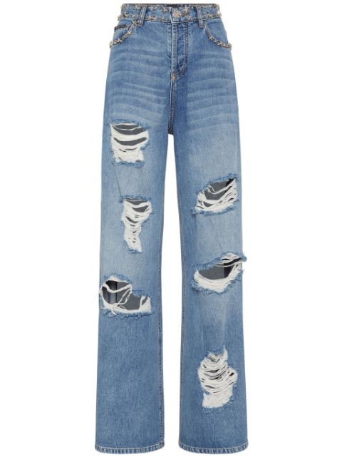 Philipp Plein Skater high-rise wide-leg jeans Women