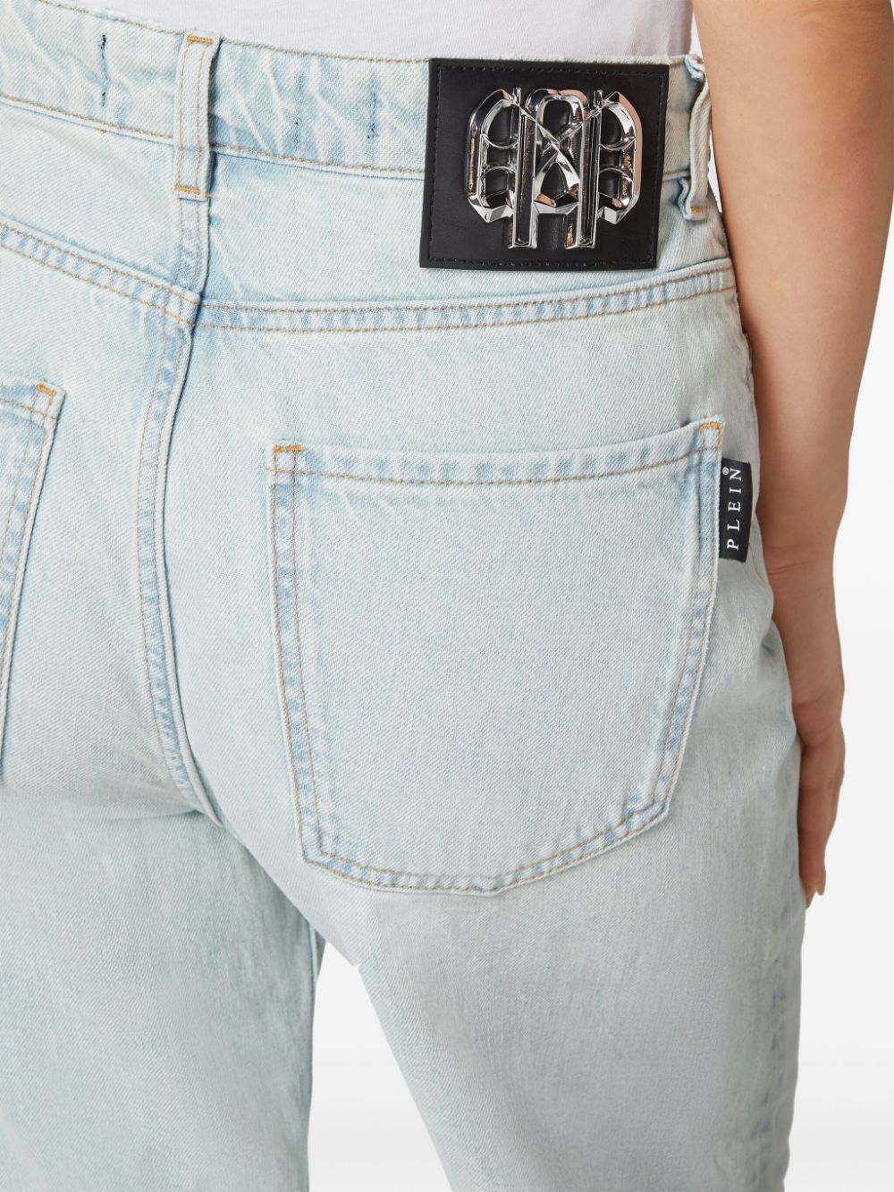 Shop Philipp Plein Skater High-rise Wide-leg Jeans In Blue