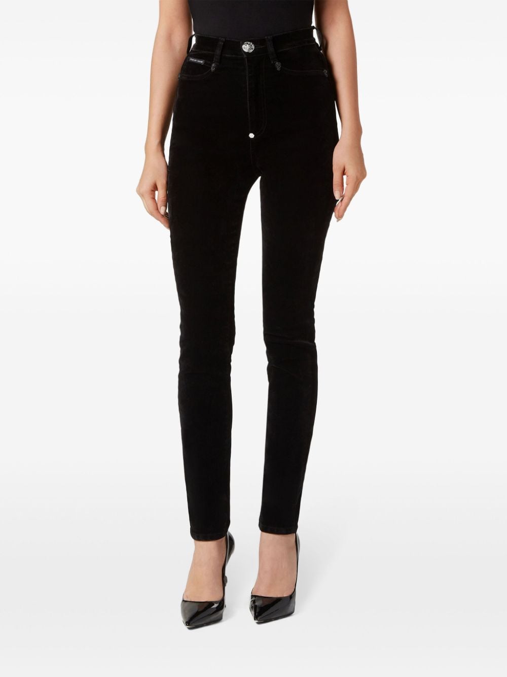 Shop Philipp Plein Logo-appliqué Skinny Jeans In Black